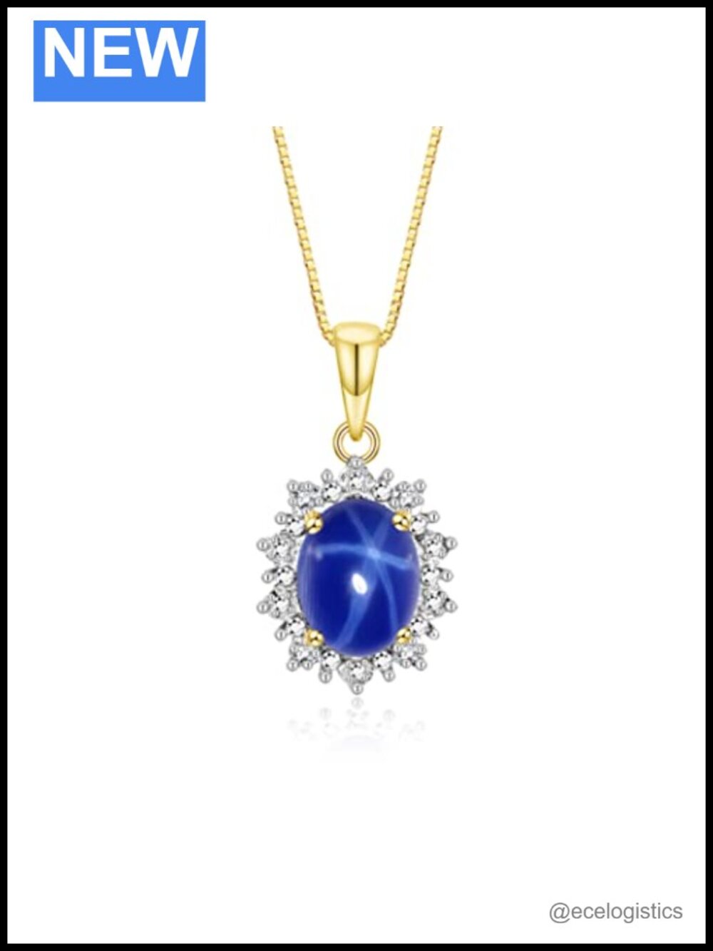 Princess Diana Inspired Gemstone Diamond Yellow Gold Plated Silver Pendant